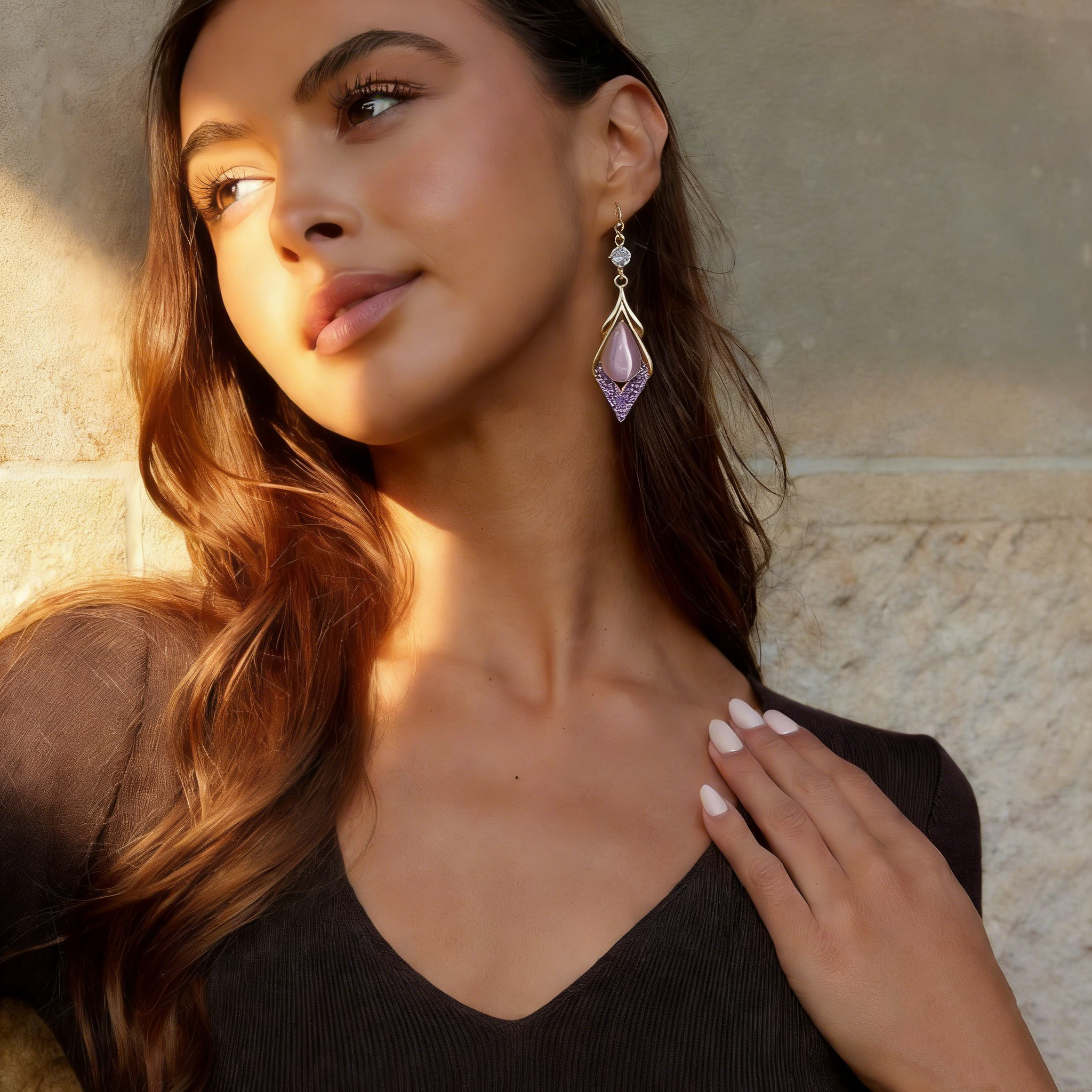 Amethyst Rhombus Earrings