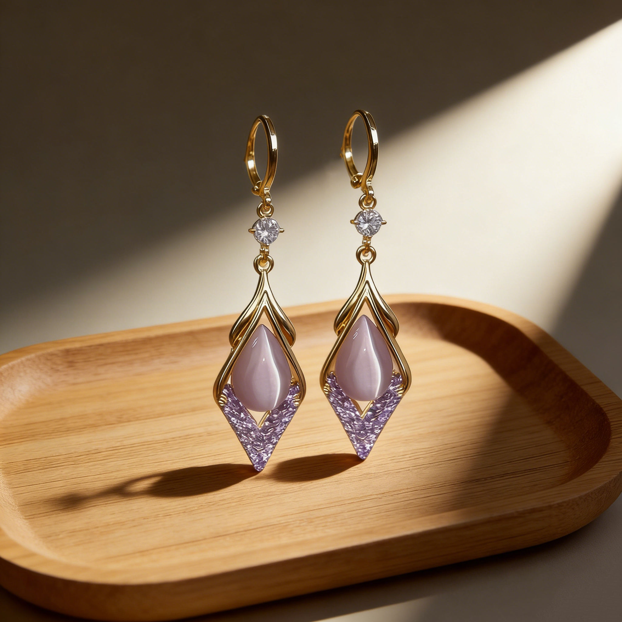 Amethyst Rhombus Earrings