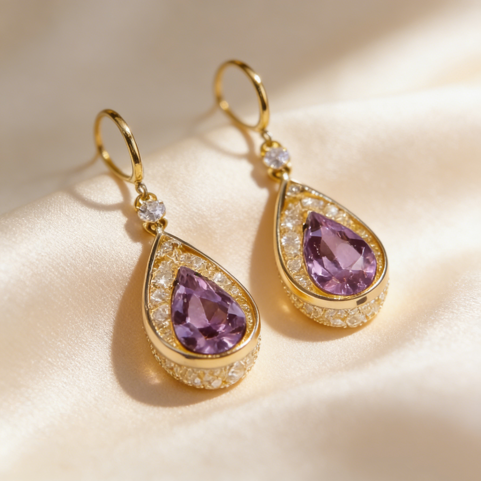 Waterdrop Amethyst Earrings
