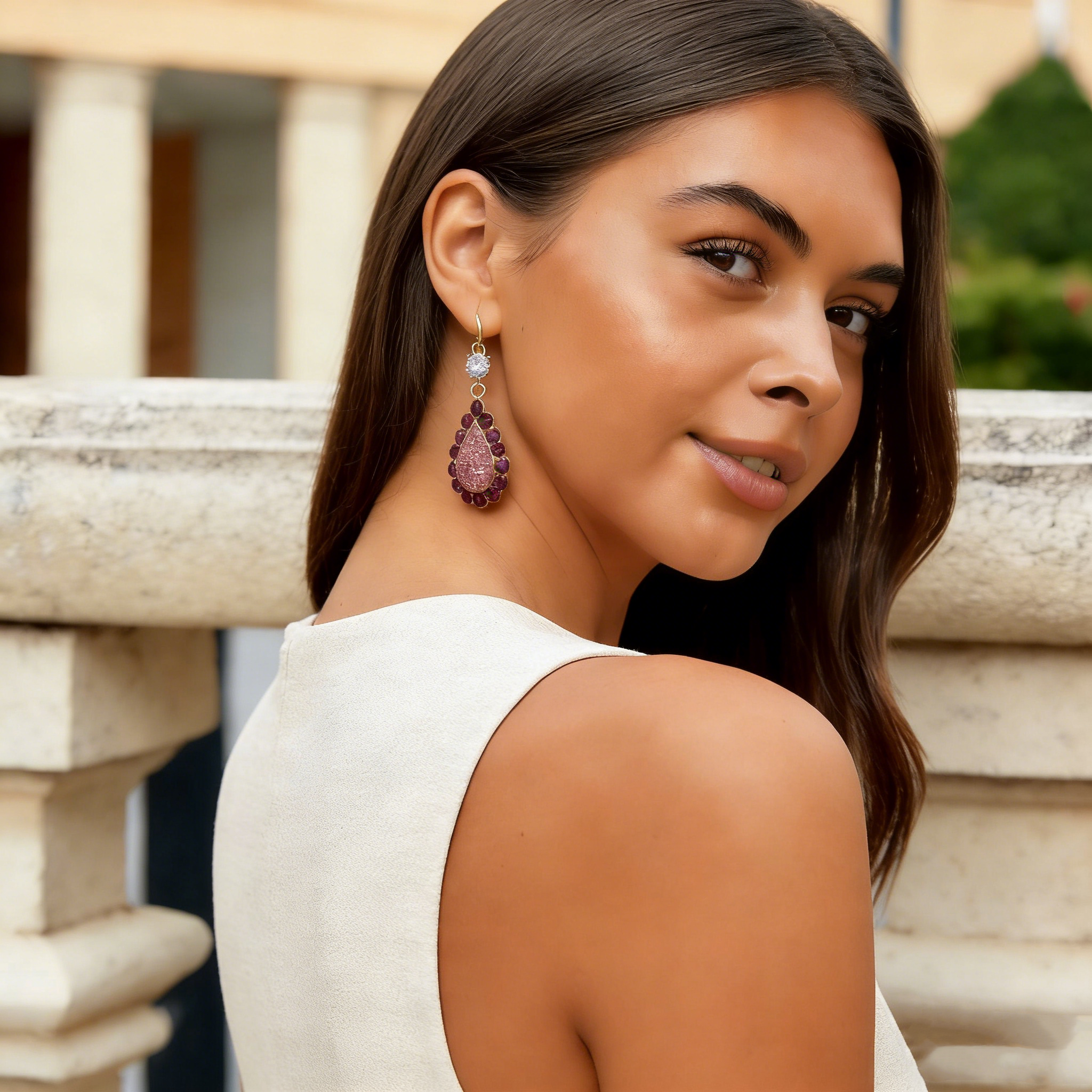 Elegant Natural Crystal Teardrop Earrings