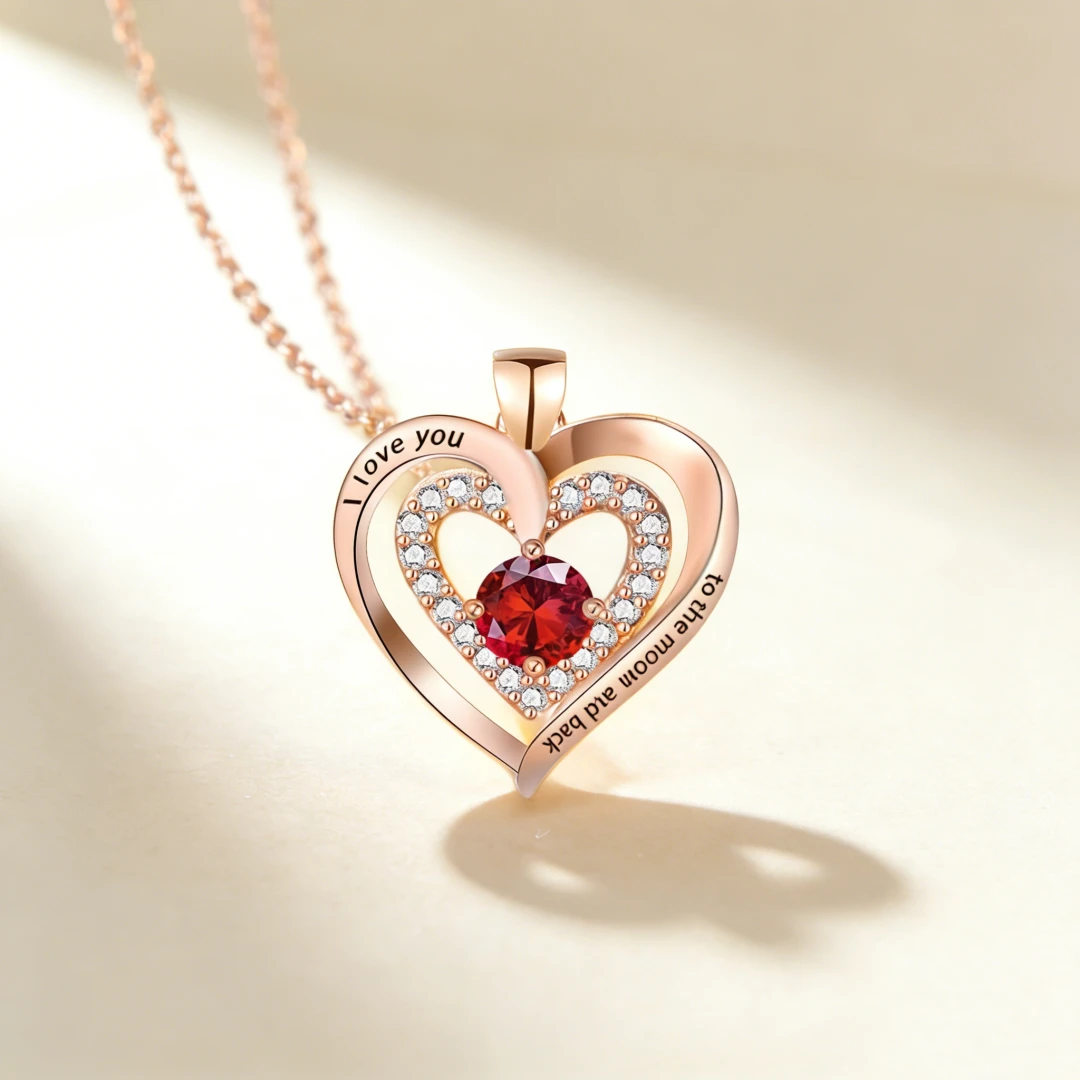 Double-Opening Gift Box with Preserved Rose & Heart Necklace