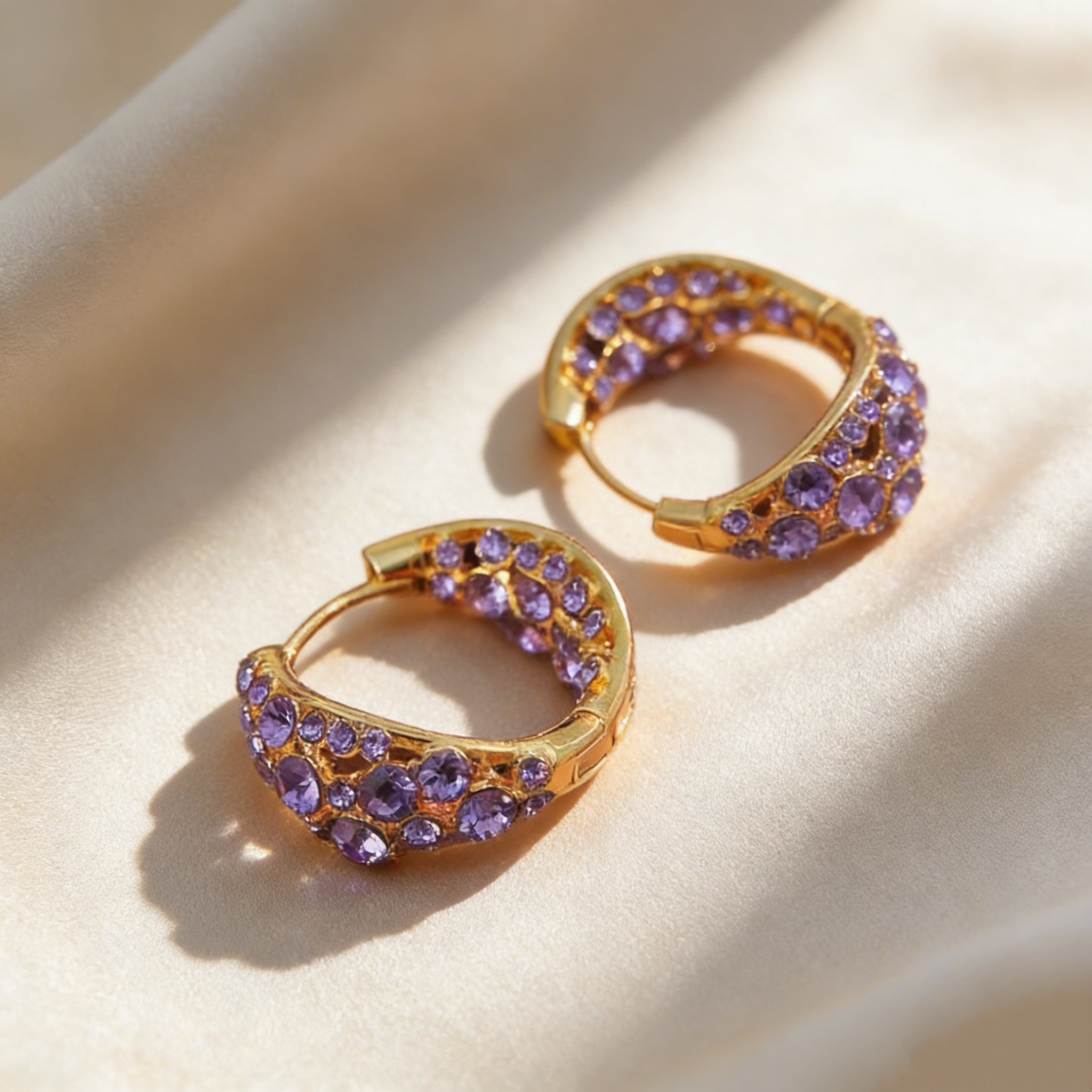 Natural Crystal Hoop Earrings