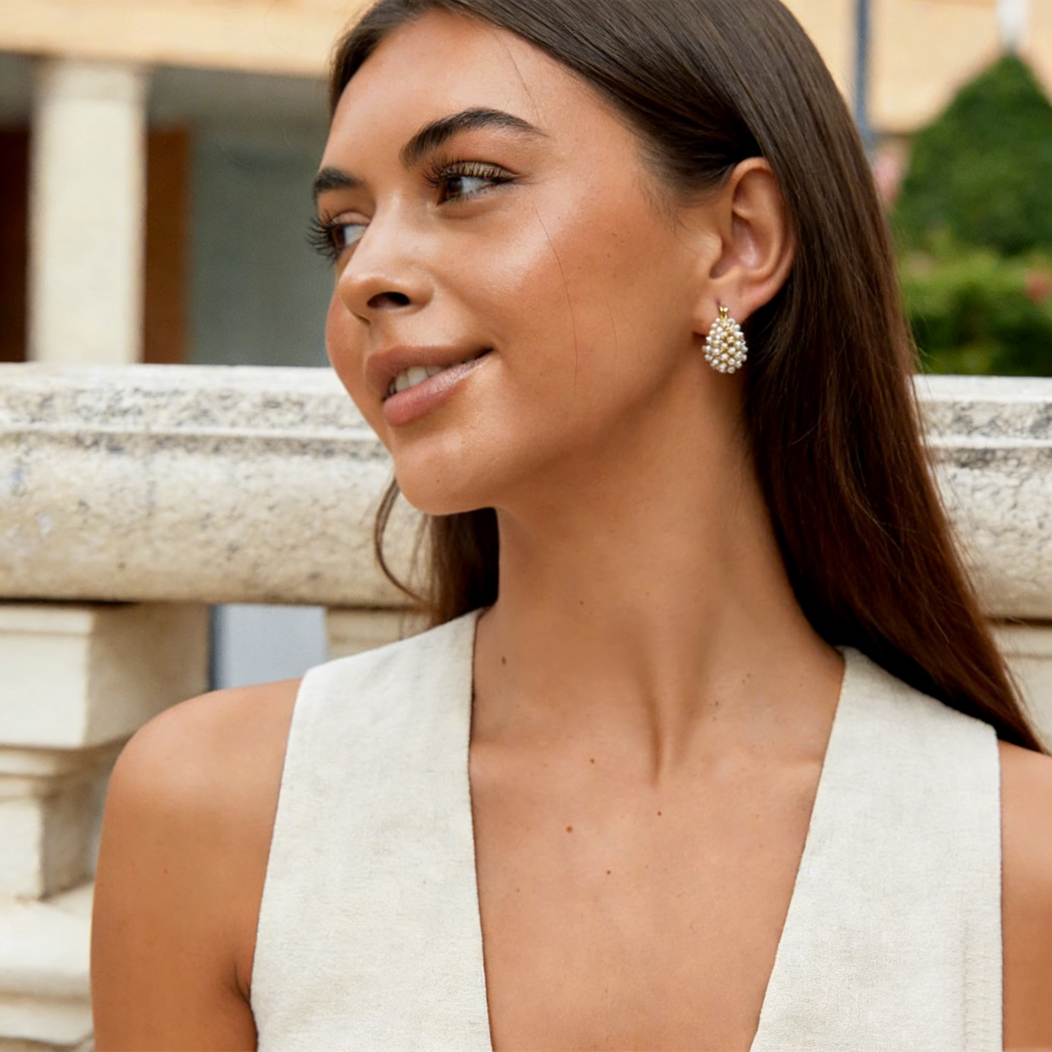 Elegant Pearl Basket Earrings