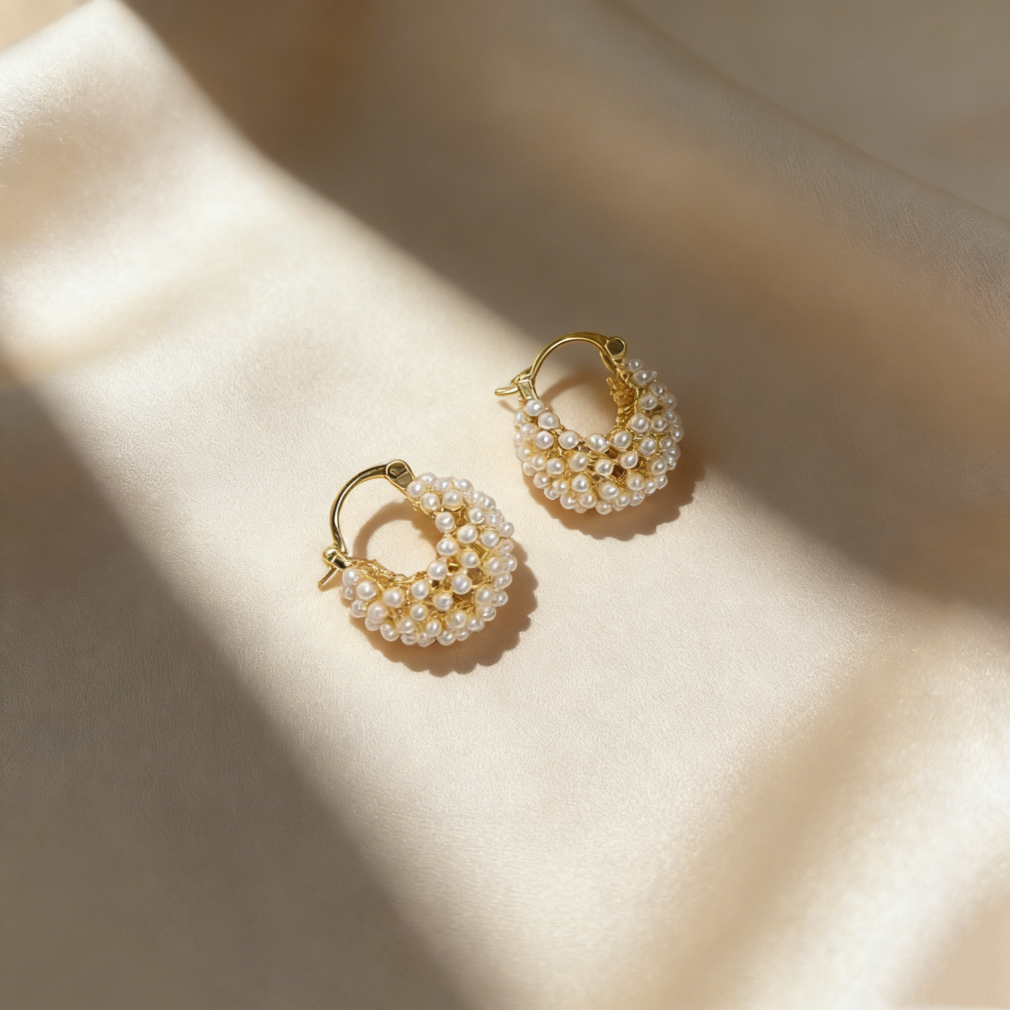 Elegant Pearl Basket Earrings