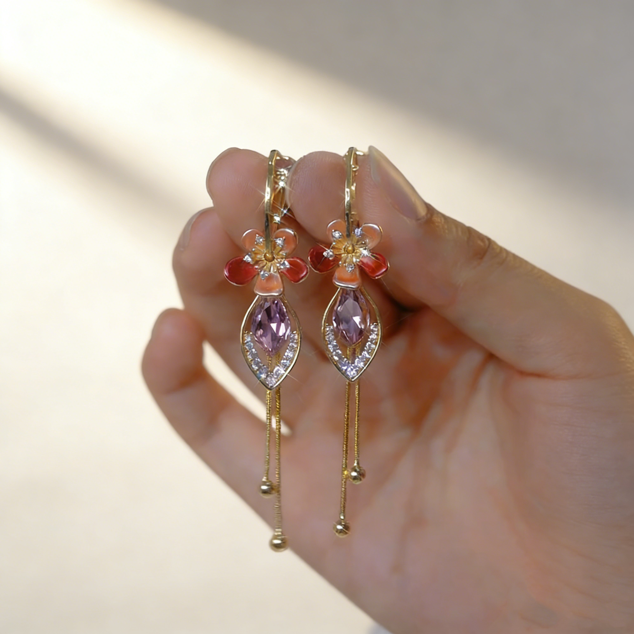 Natural Amethyst Tassel Earrings
