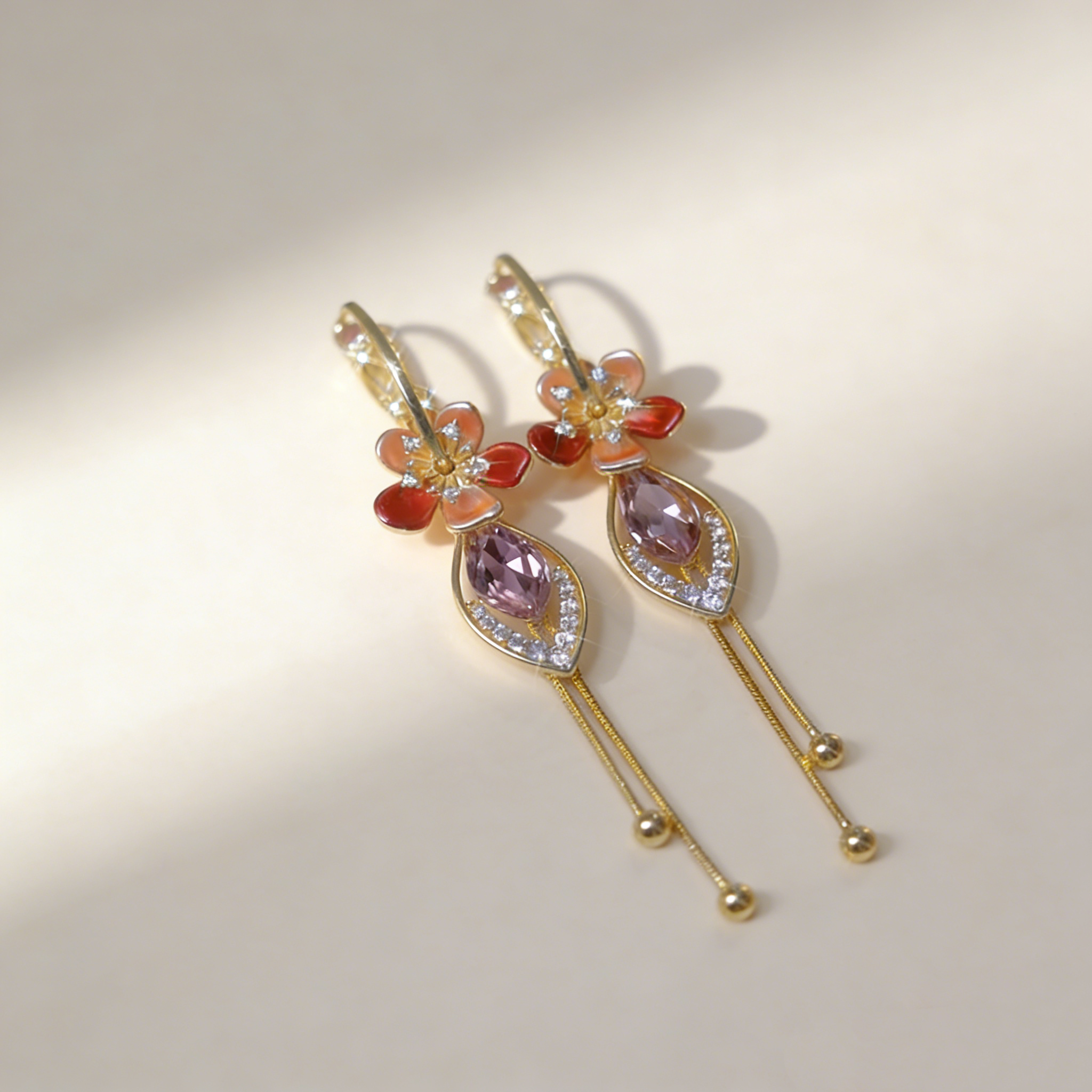 Natural Amethyst Tassel Earrings