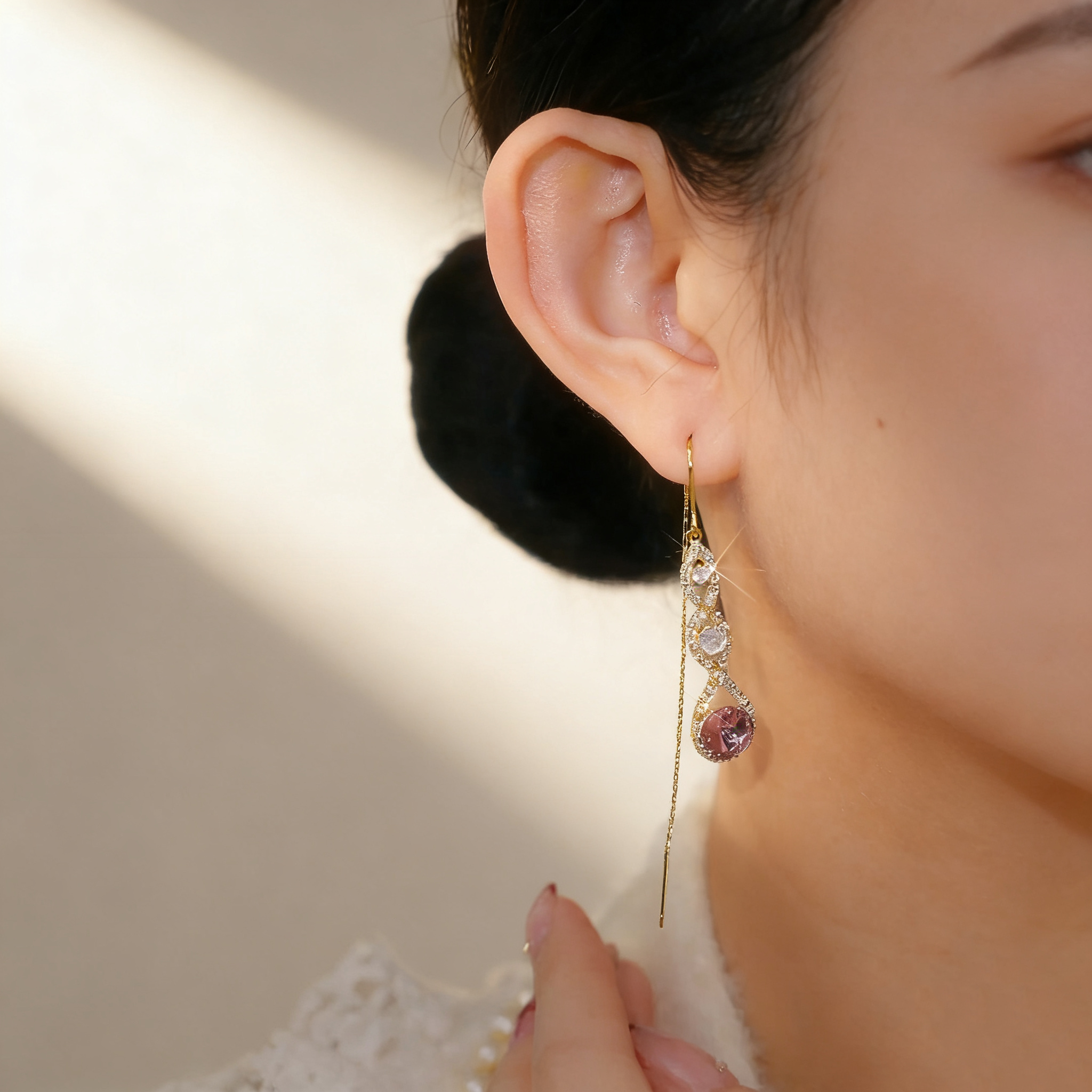 Amethyst Tassel Threader Earrings