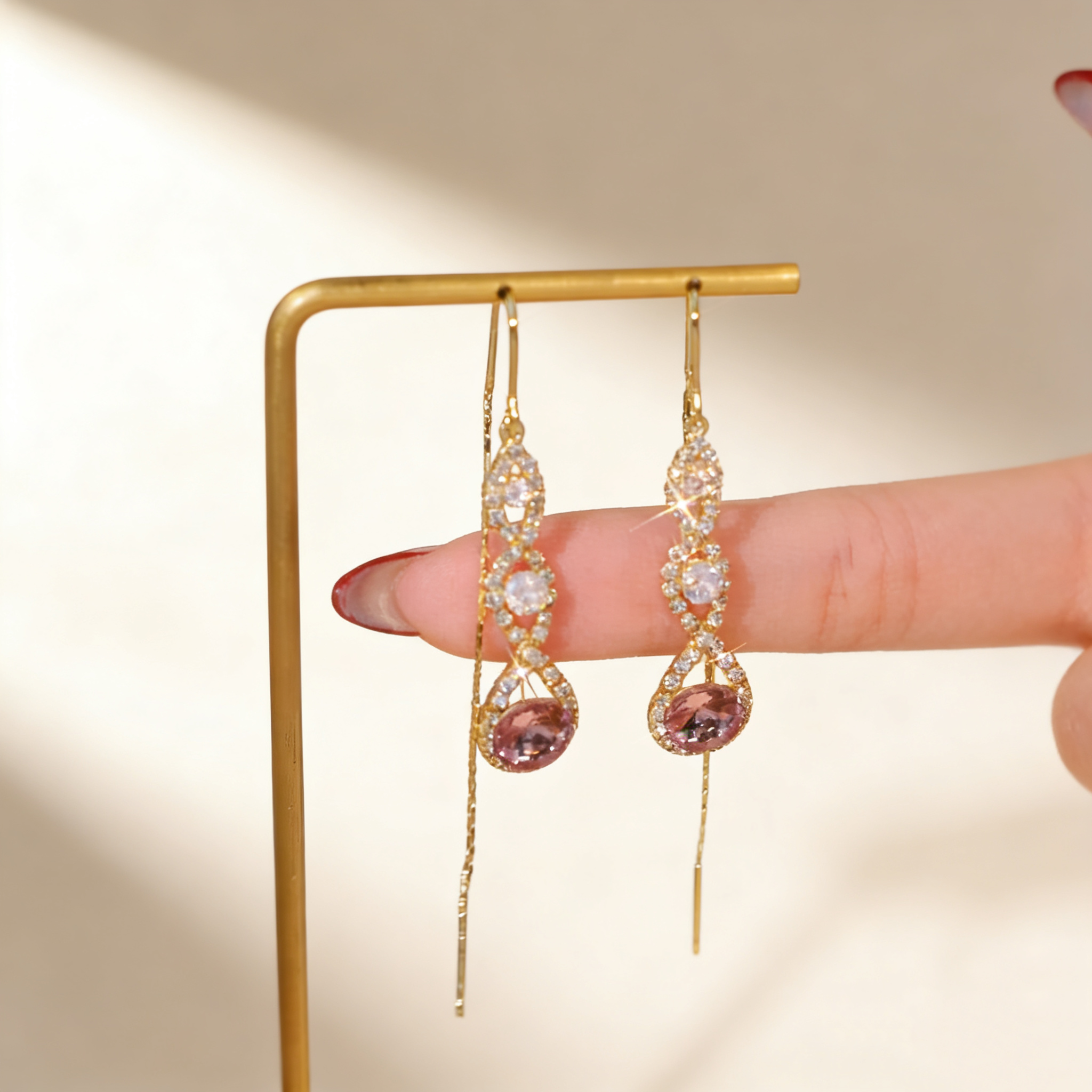 Amethyst Tassel Threader Earrings