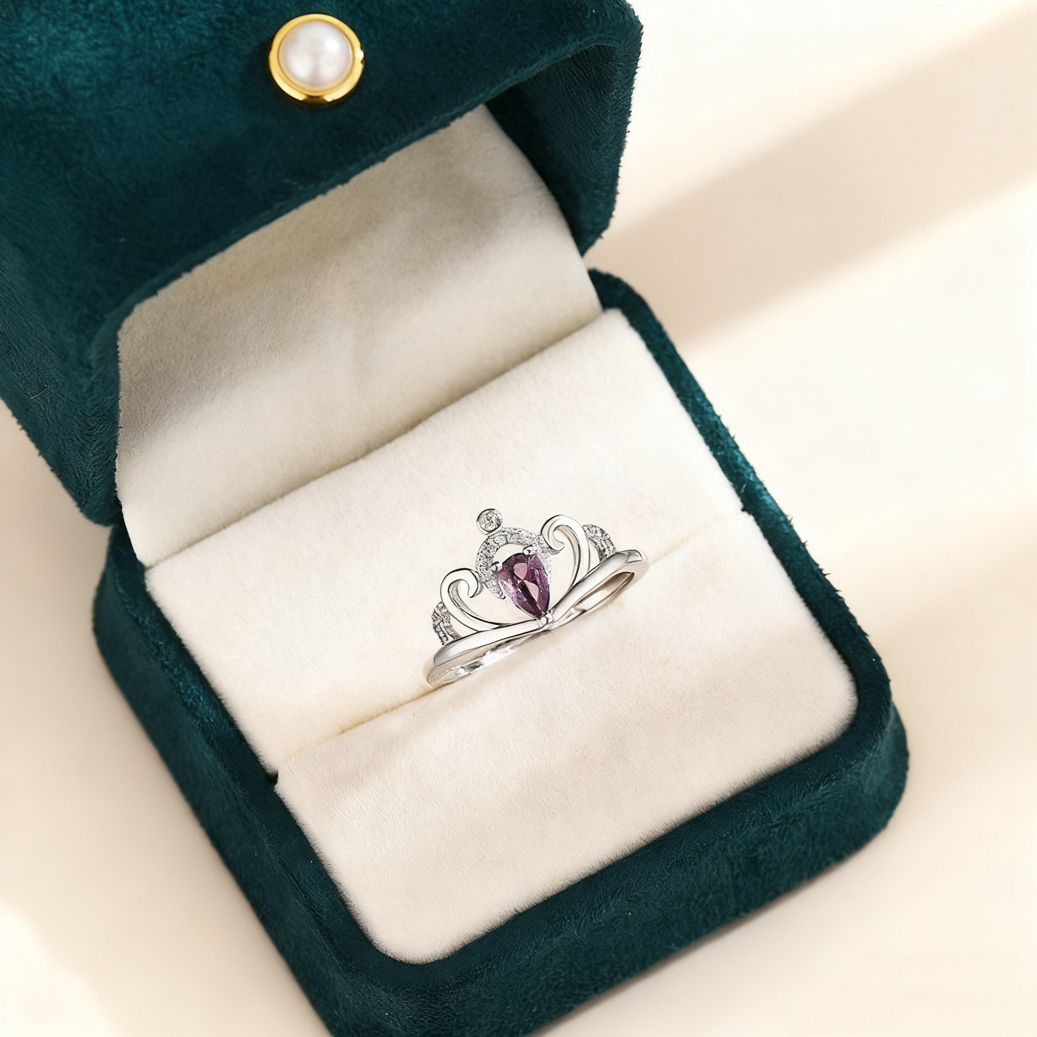 Amethyst Pavé Crown Ring