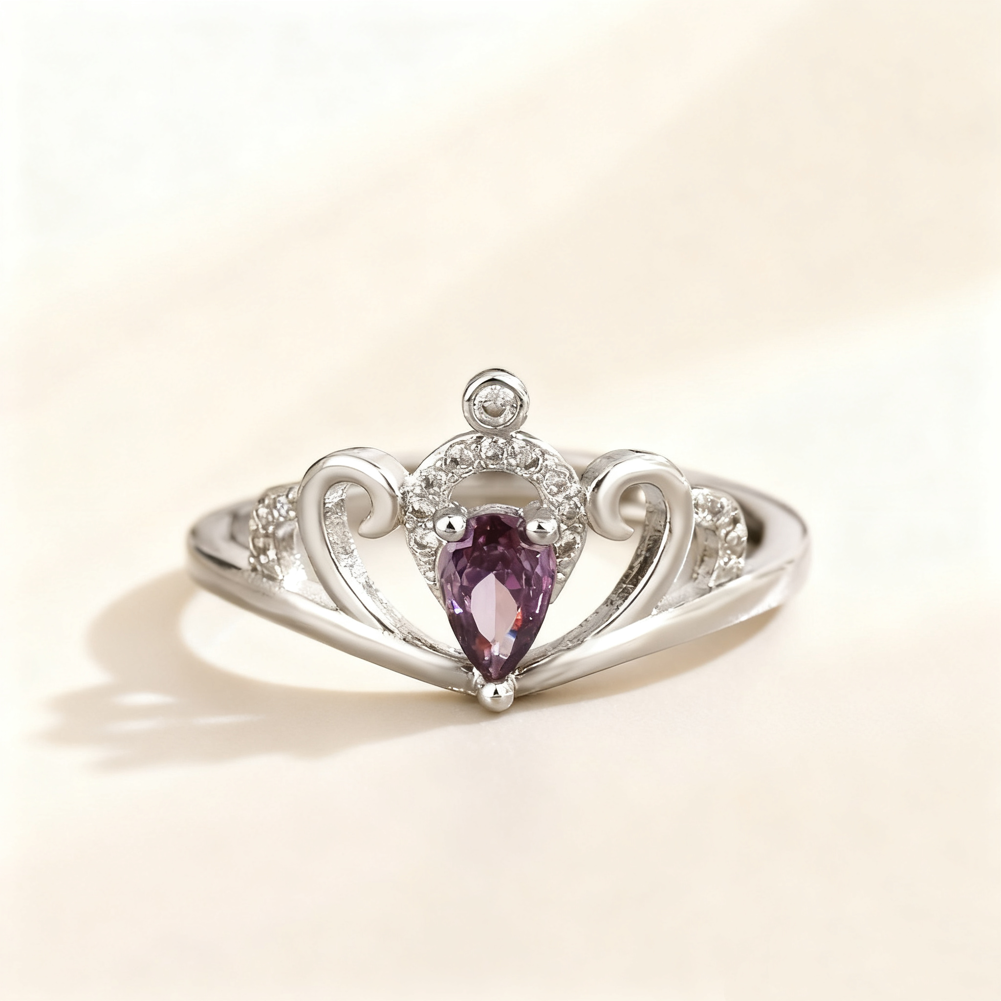Amethyst Pavé Crown Ring