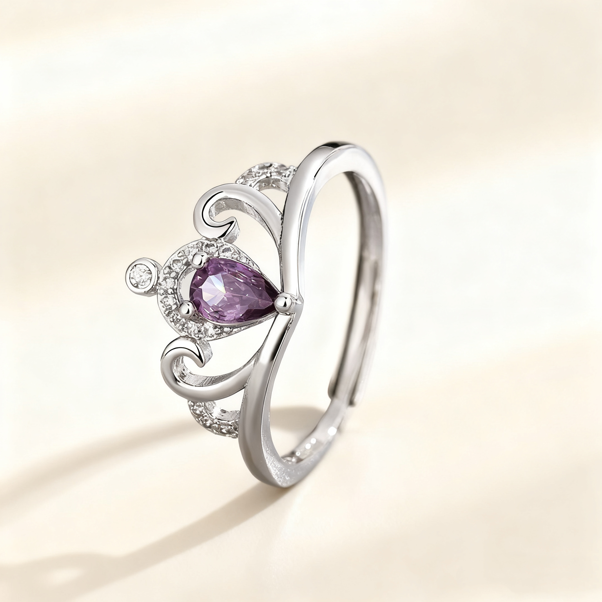 Amethyst Pavé Crown Ring