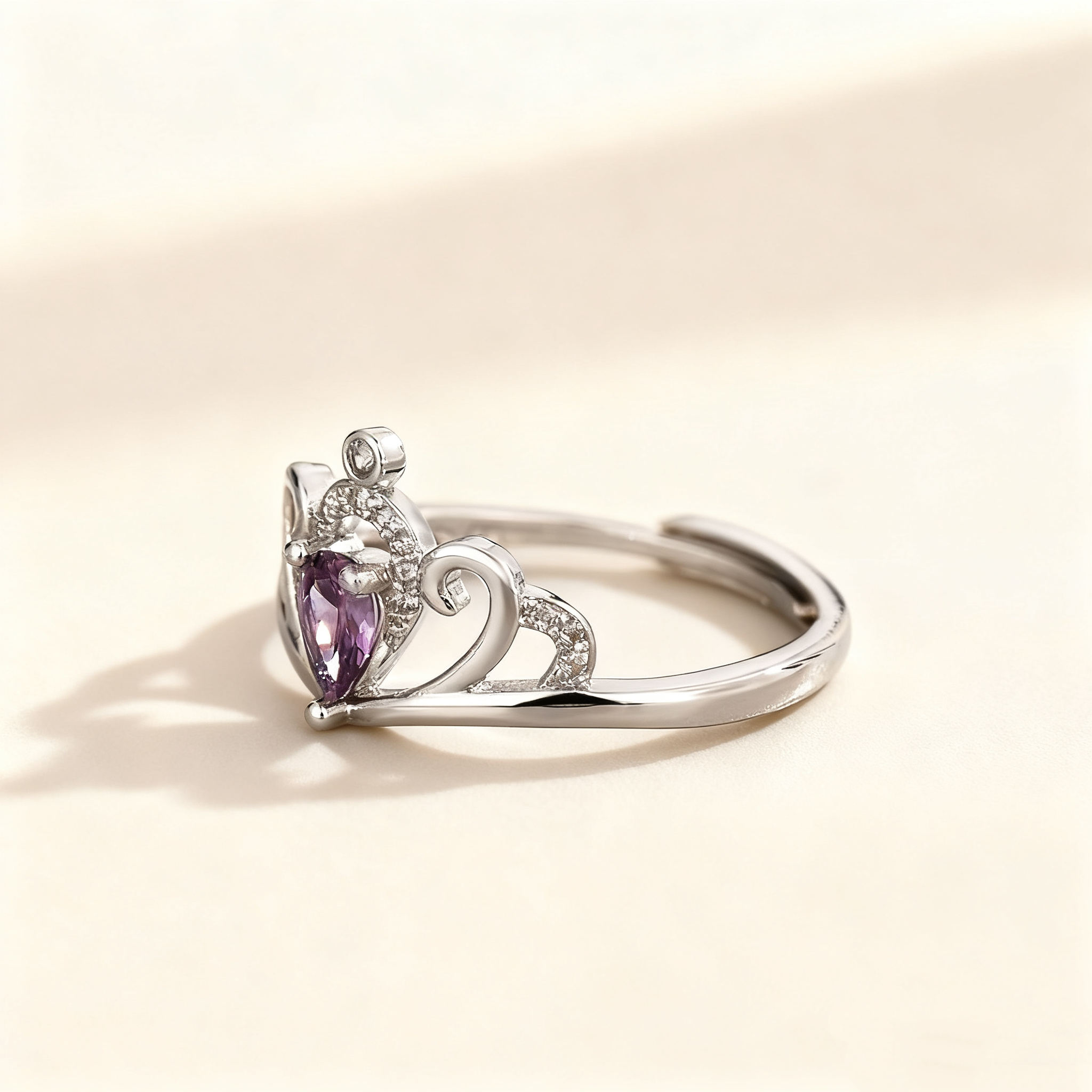 Amethyst Pavé Crown Ring