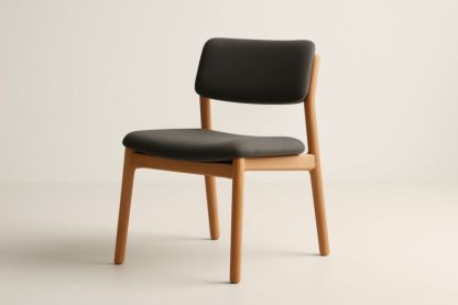 Chaise salle à manger contreplaqué hêtre assise mousse tissu noir