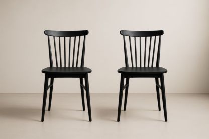 Ensemble 2 chaises bois de hêtre peint noir