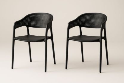 Set de 2 chaises empilables en plastique noir