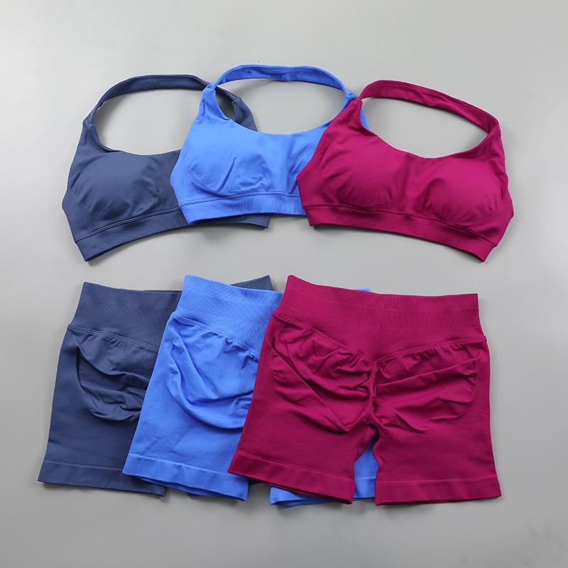 2Pcs Impact Shorts Sets Seamless Yoga Set 