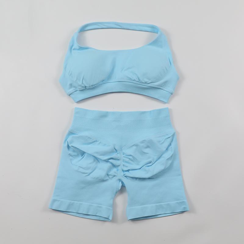 2Pcs Impact Shorts Sets Seamless Yoga Set 