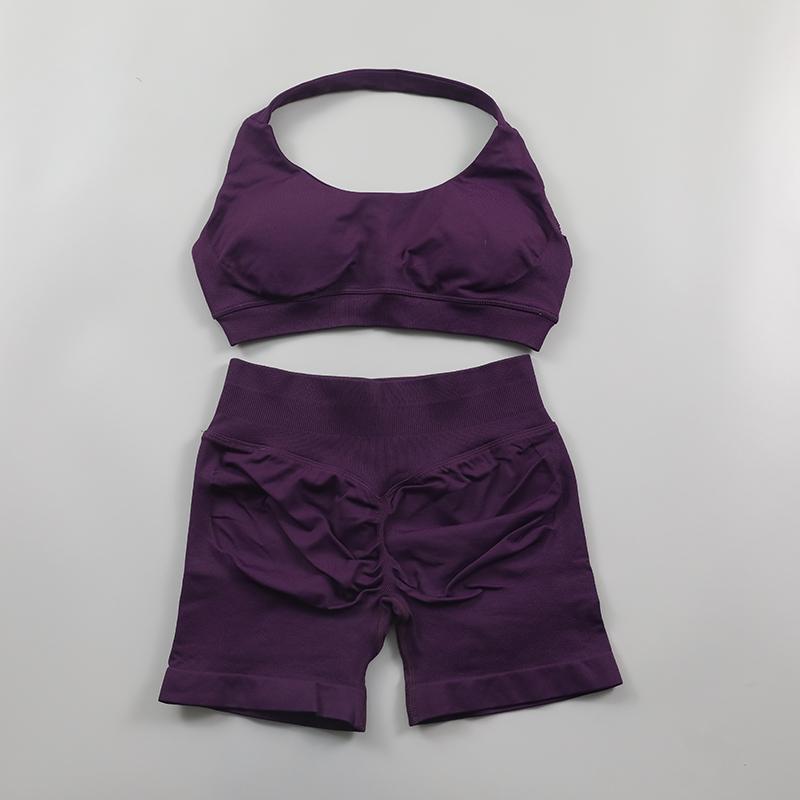 2Pcs Impact Shorts Sets Seamless Yoga Set 