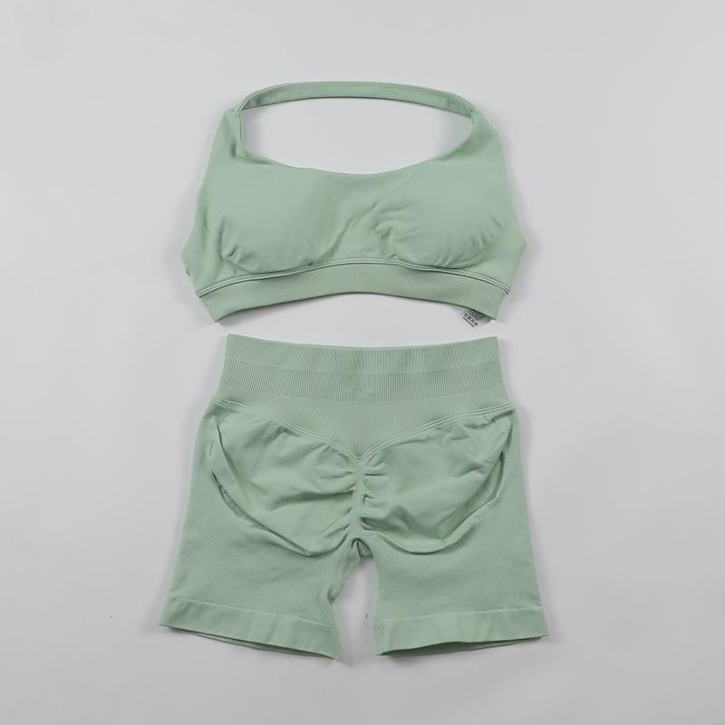 2Pcs Impact Shorts Sets Seamless Yoga Set 