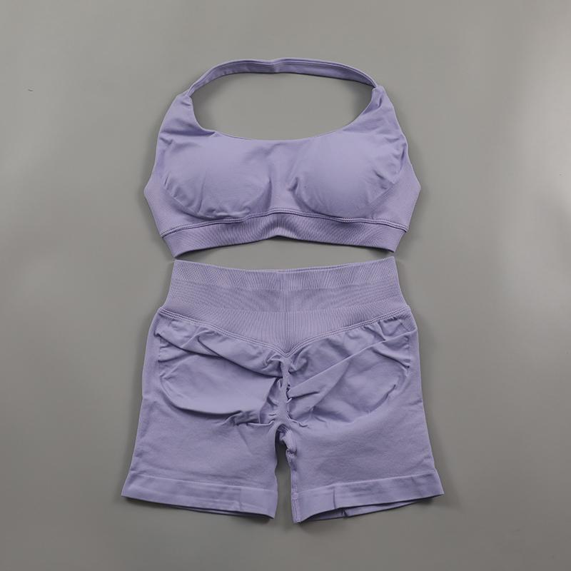 2Pcs Impact Shorts Sets Seamless Yoga Set 
