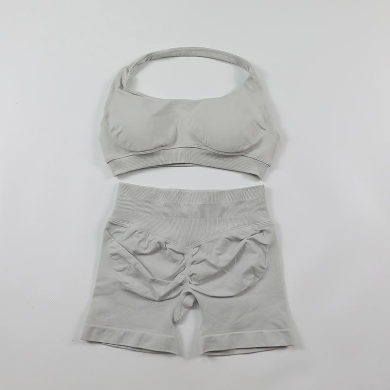2Pcs Impact Shorts Sets Seamless Yoga Set 