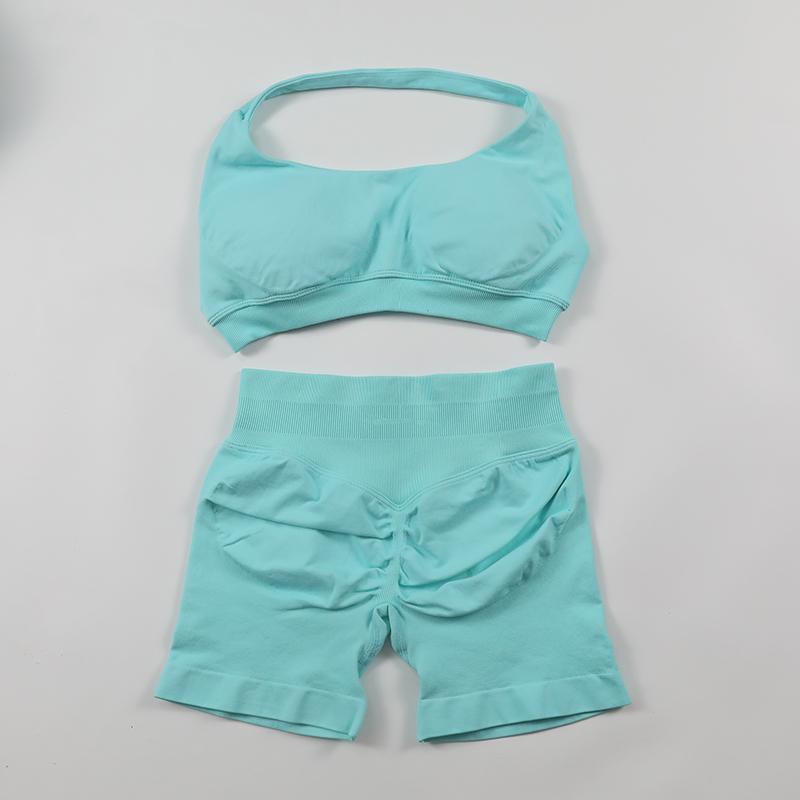 2Pcs Impact Shorts Sets Seamless Yoga Set 