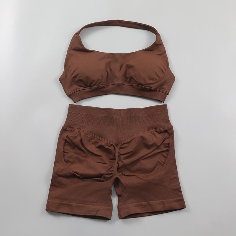 2Pcs Impact Shorts Sets Seamless Yoga Set 