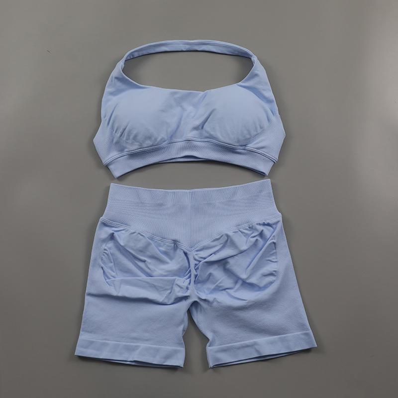 2Pcs Impact Shorts Sets Seamless Yoga Set 