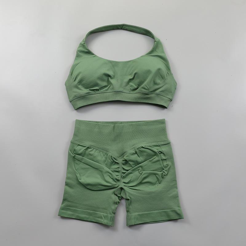 2Pcs Impact Shorts Sets Seamless Yoga Set 