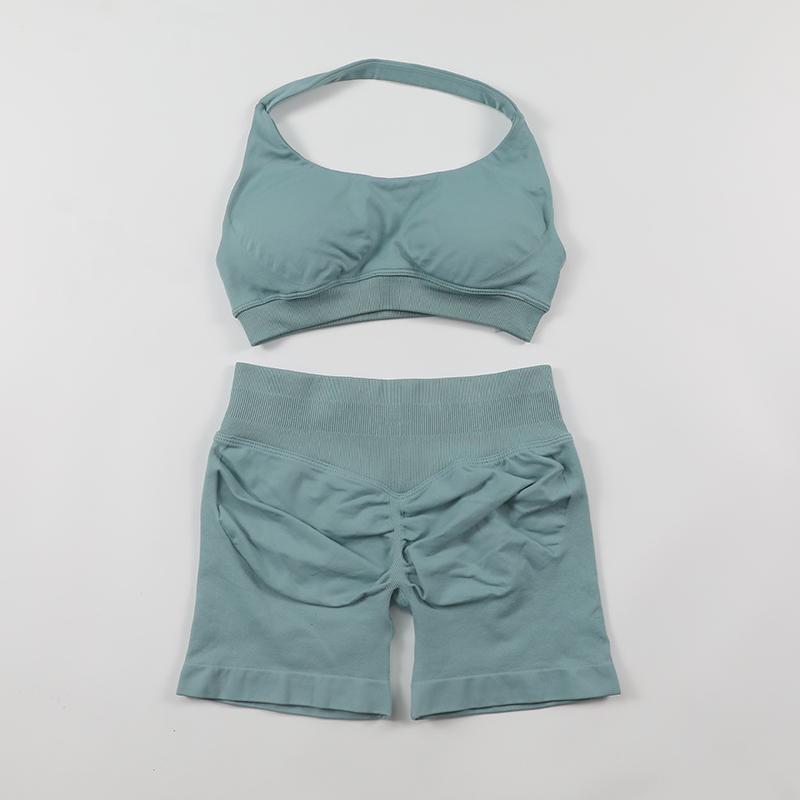 2Pcs Impact Shorts Sets Seamless Yoga Set 