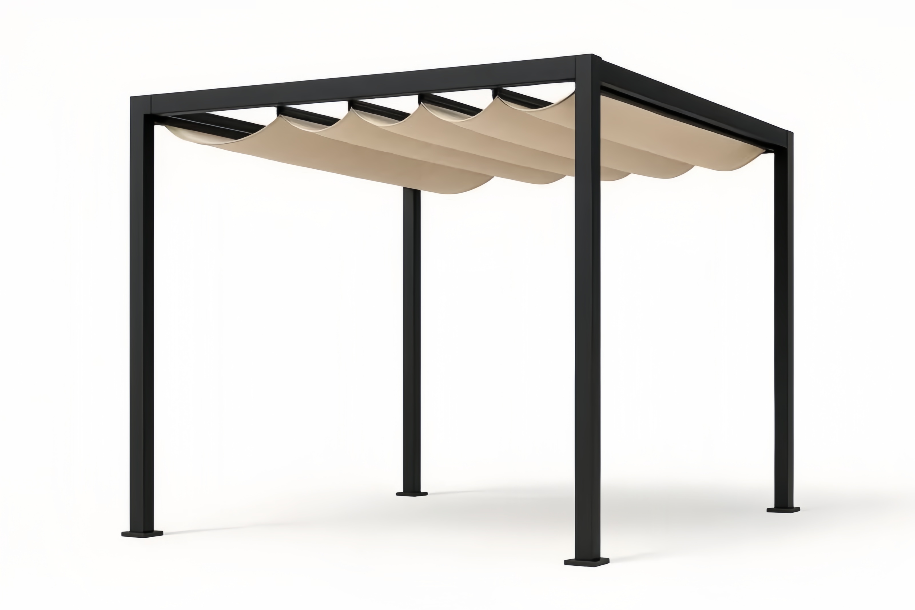 Pergola in Alluminio con Telo Retrattile in Poliestere 3x3 m Nero/Beige