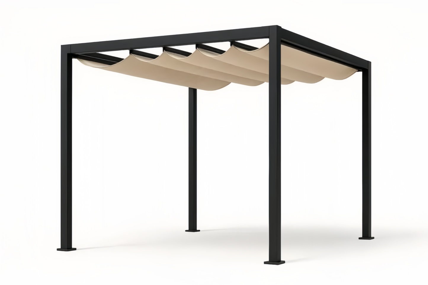 Pergola in Alluminio con Telo Retrattile in Poliestere 3x3 m Nero/Beige