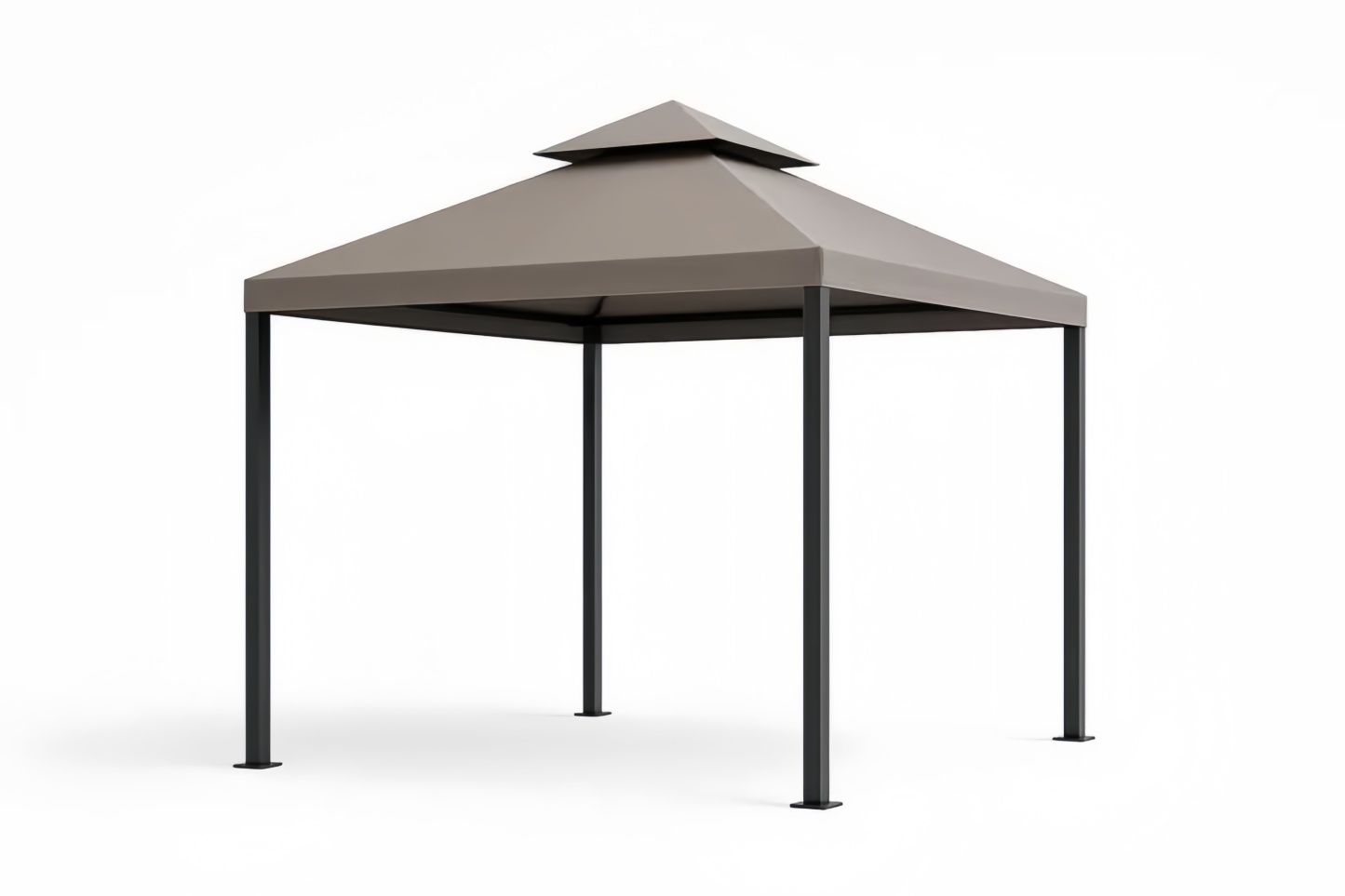 Gazebo in Acciaio e Poliestere Marrone 3x3x2.6m