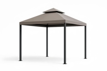 Gazebo in Acciaio e Poliestere Marrone 3x3x2.6m