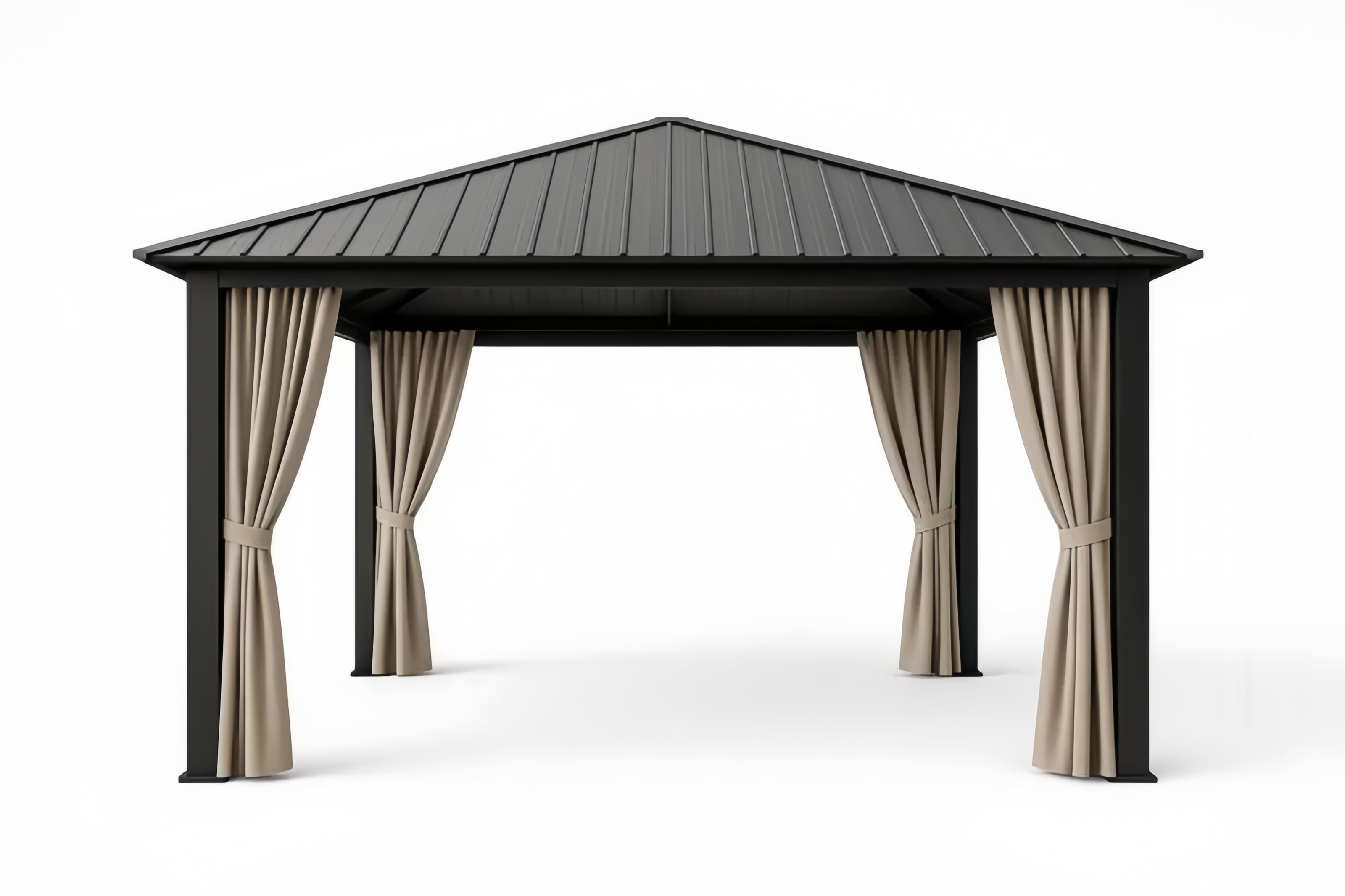 Gazebo da Giardino in Alluminio con Tetto in Acciaio e Tende in Poliestere