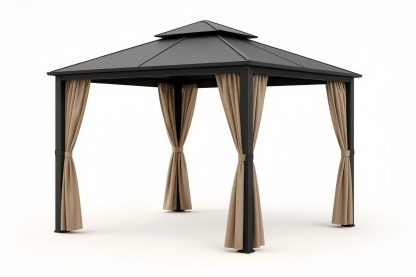 Gazebo da Giardino in Acciaio con Tende in Poliestere 300x300x270cm