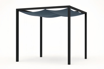 Gazebo Esterno in Alluminio con Copertura in Poliestere 300x300 cm Nero/Blu