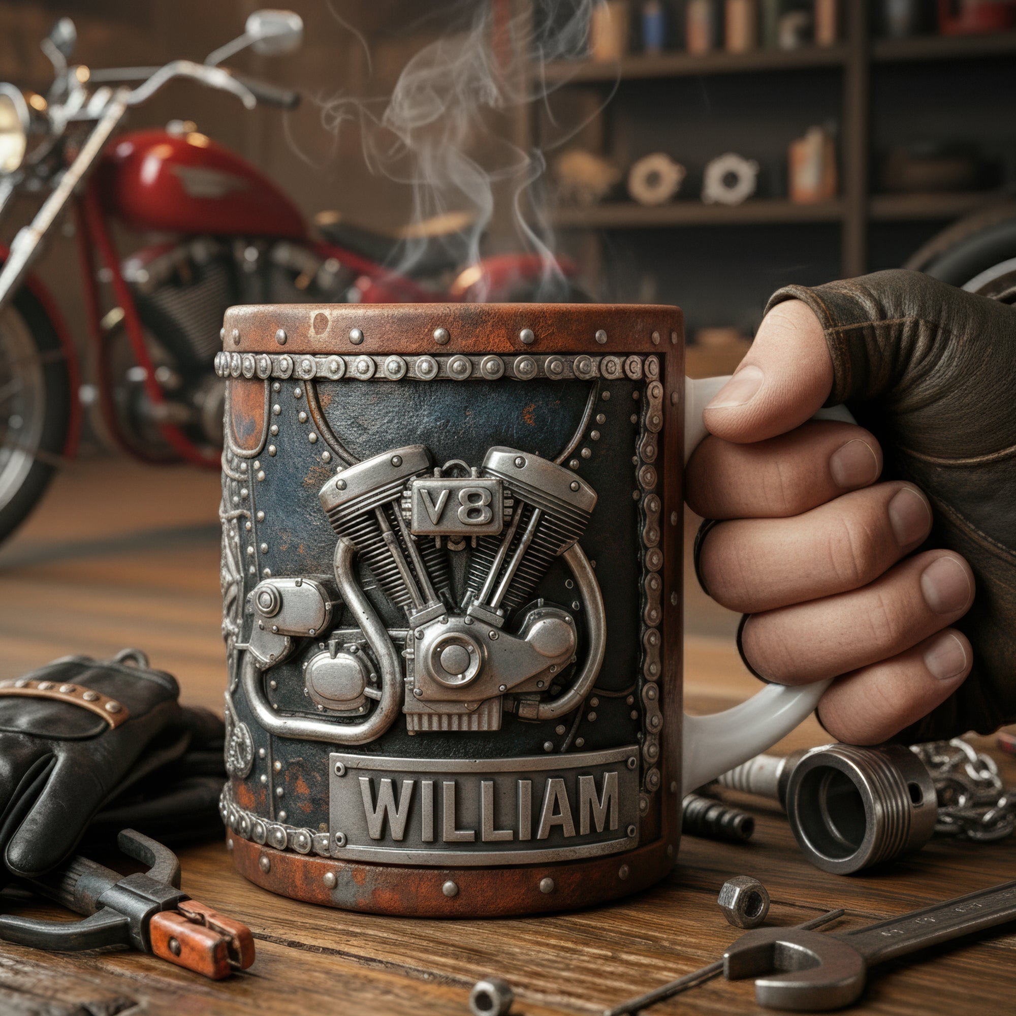 Motorcycle Engine Coffee Mug – Personalized Gifts For Bikers 02tgqn041225