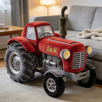 Personalized tractor shaped pillow