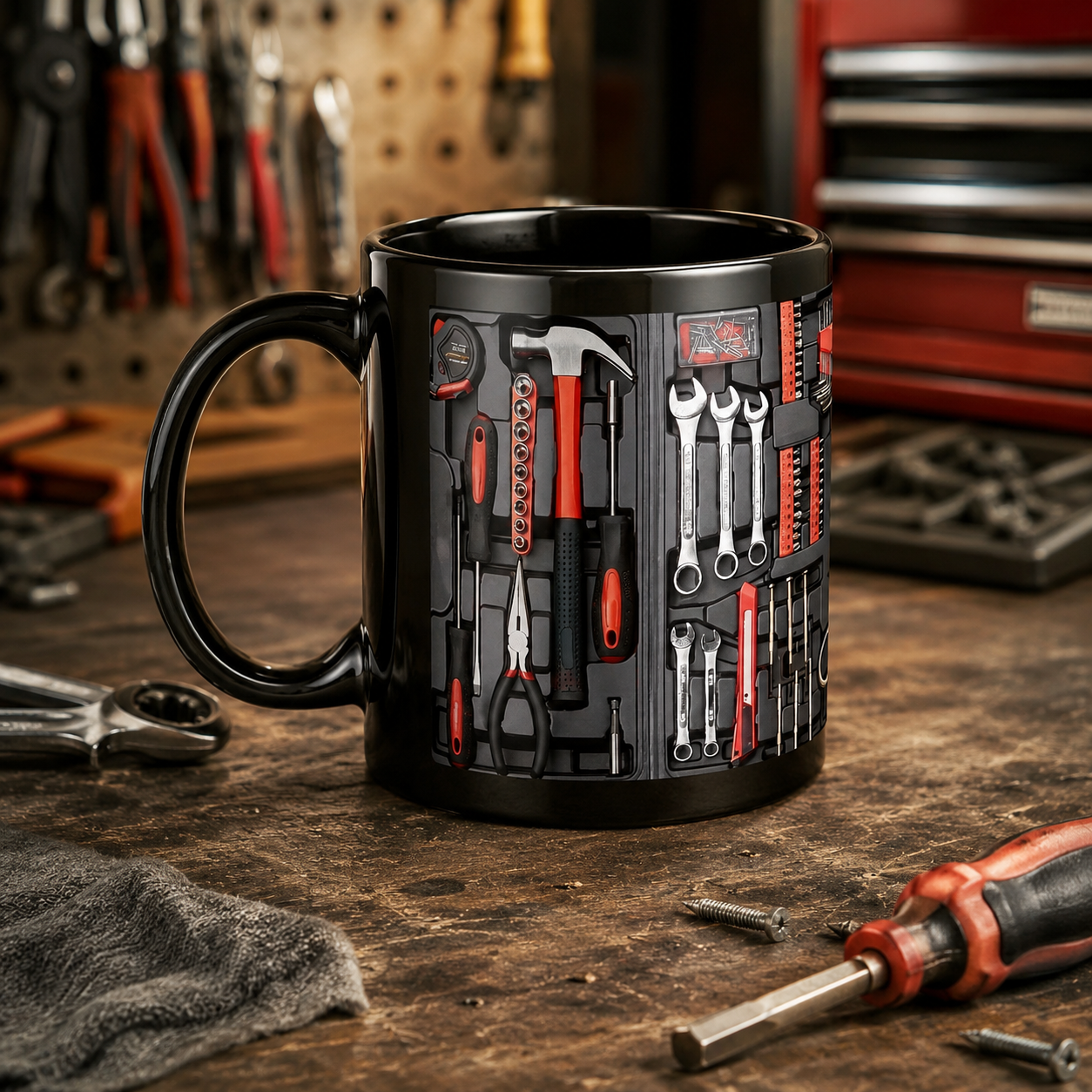 2D Printing Process Mechanic Toolbox Mug(Without tools, the embossed pattern) - 🔥Black-G🔥