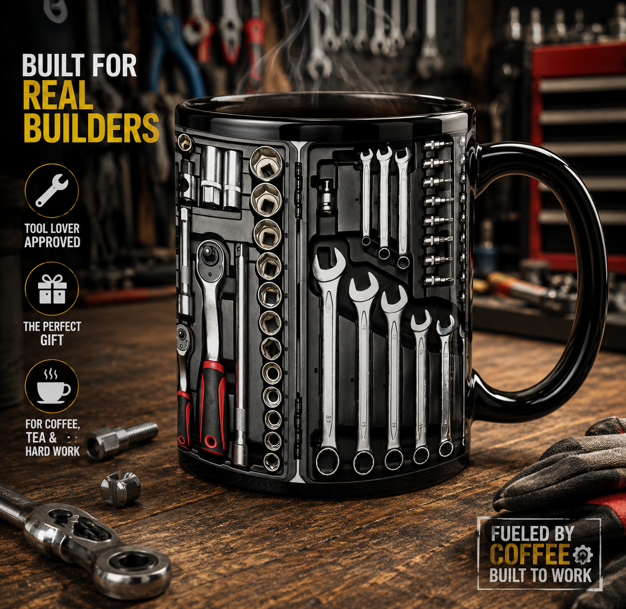 2D Printing Process Mechanic Toolbox Mug(Without tools, the embossed pattern) - 🔥Black-G🔥