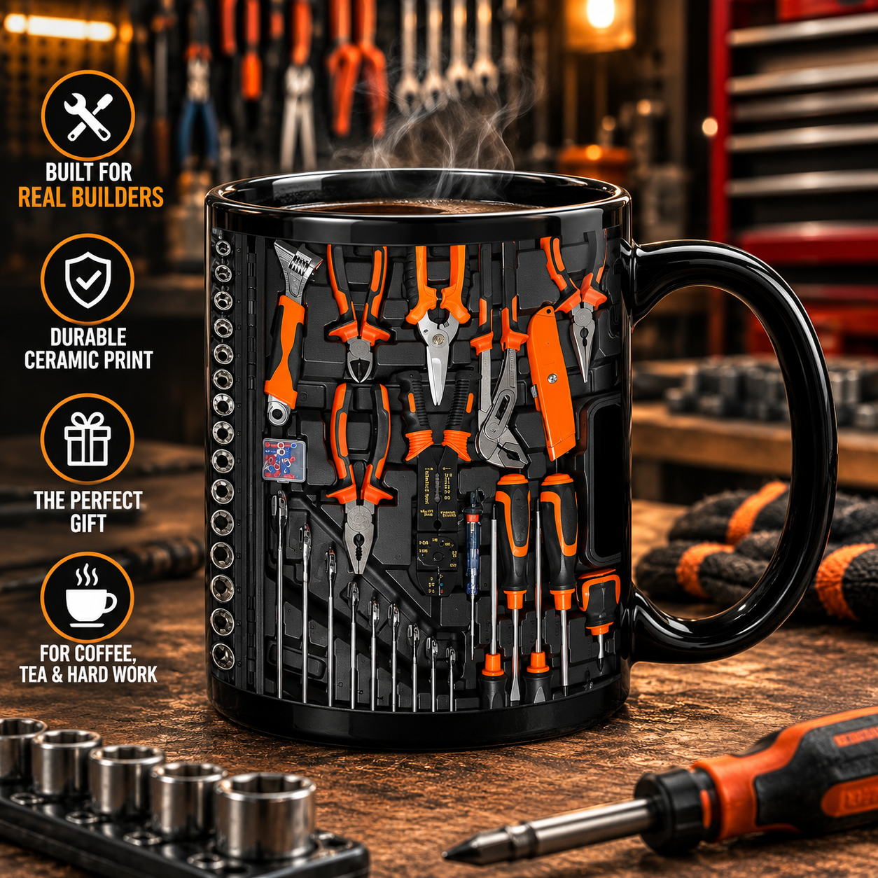 2D Printing Process Mechanic Toolbox Mug(Without tools, the embossed pattern) - 🔥Black-G🔥