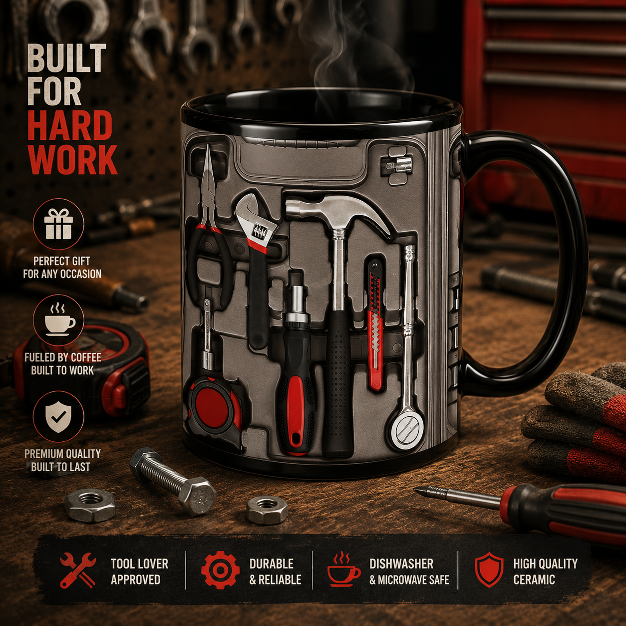 2D Printing Process Mechanic Toolbox Mug(Without tools, the embossed pattern) - 🔥Black-G🔥