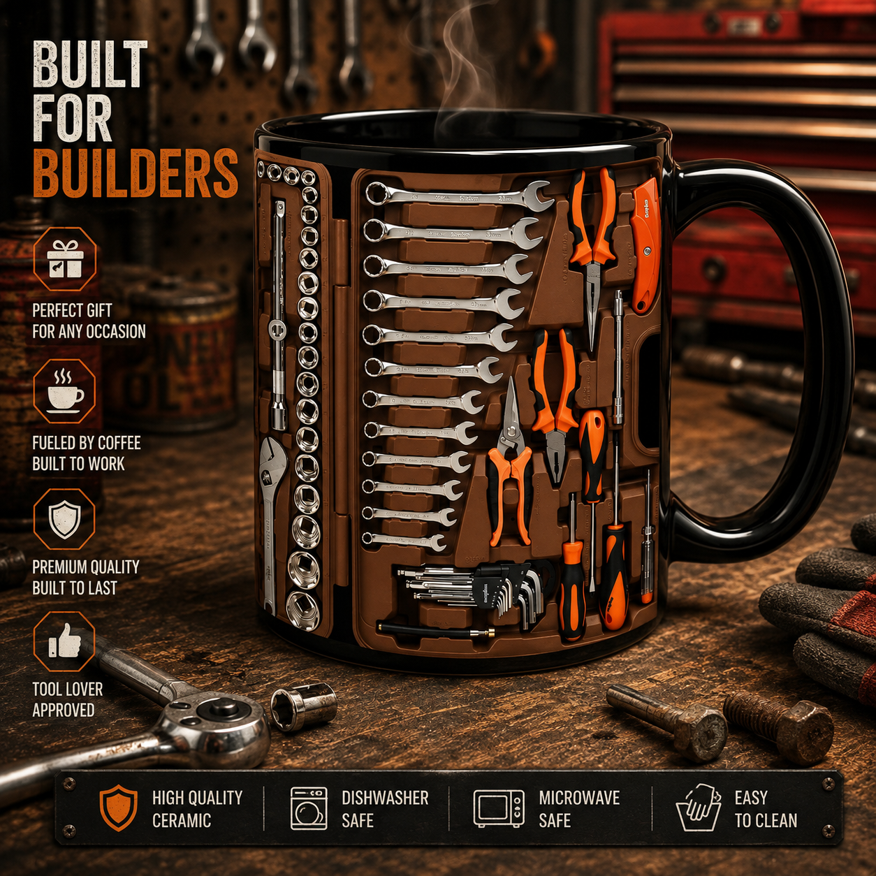 2D Printing Process Mechanic Toolbox Mug(Without tools, the embossed pattern) - 🔥Black-G🔥