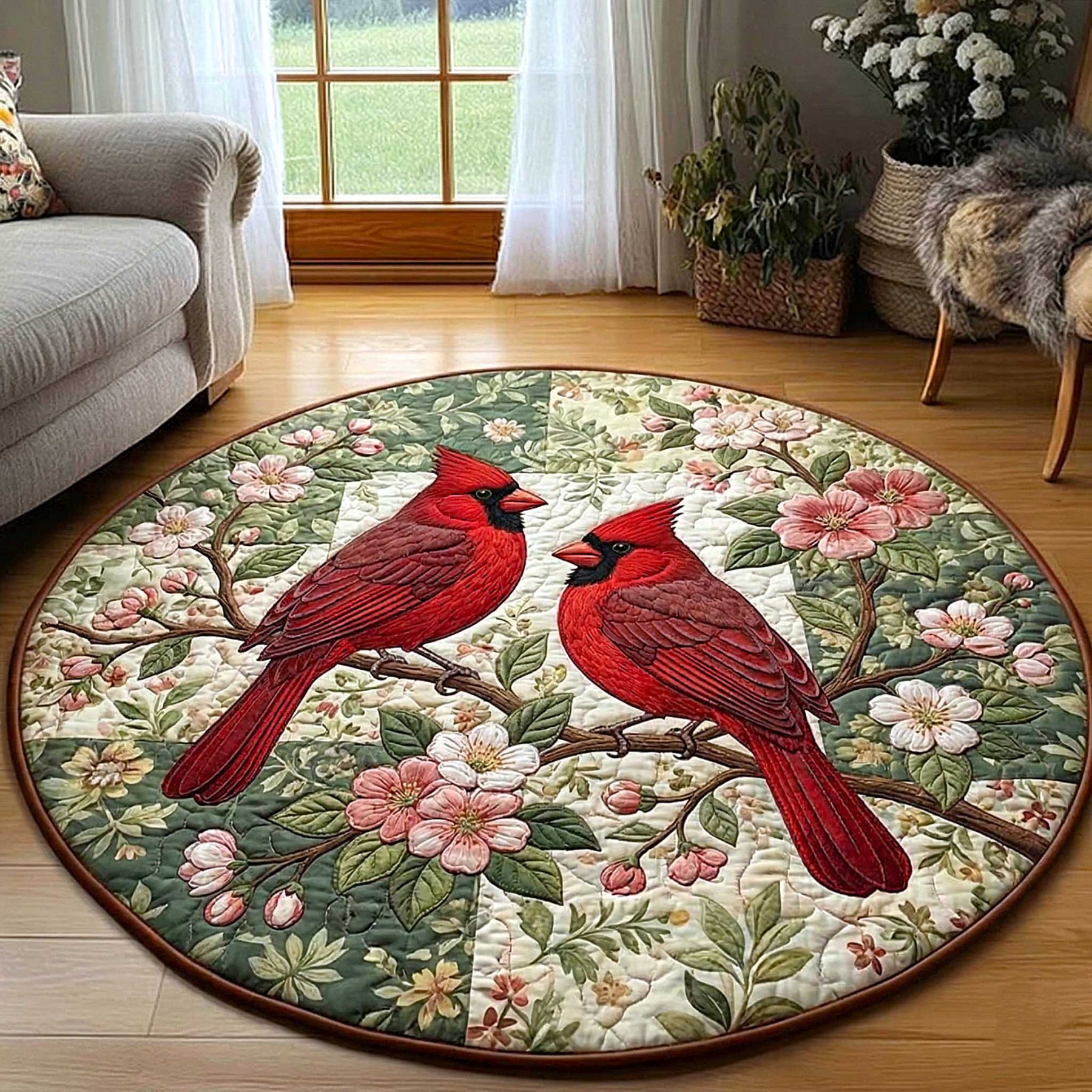 Cardinal Love Quilted Round Mat