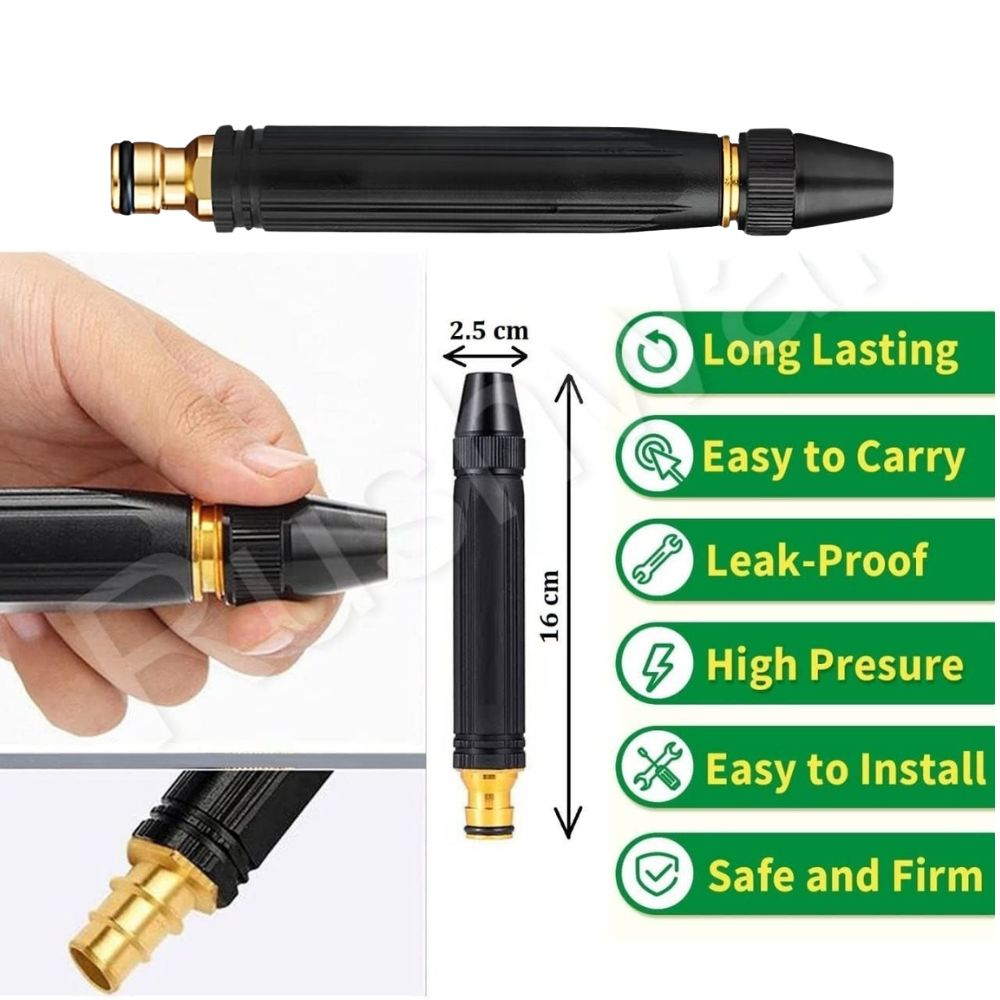 High-Pressure Water Spray Gun for garden, Car & Bike Wash – Adjustable Brass Jet Nozzle for 1/2 Hose Pipe