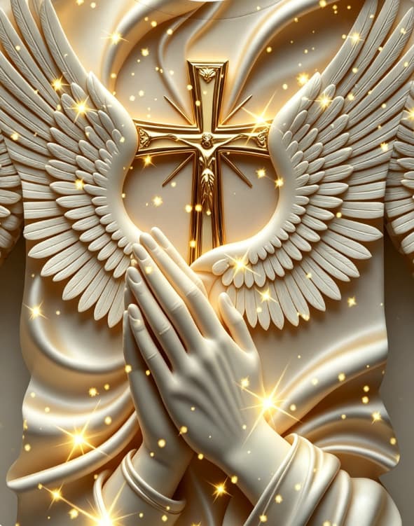  Faith & Fashion Combined: Experience the Premium 3D Praying Hands & Cross Shirt! 