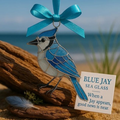 🌊Handmade Sea Glass Bird Acrylic Ornament