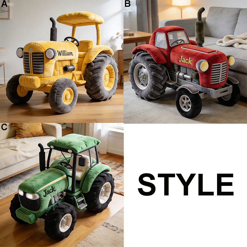 Personalized tractor shaped pillow