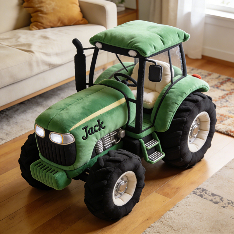 Personalized tractor shaped pillow